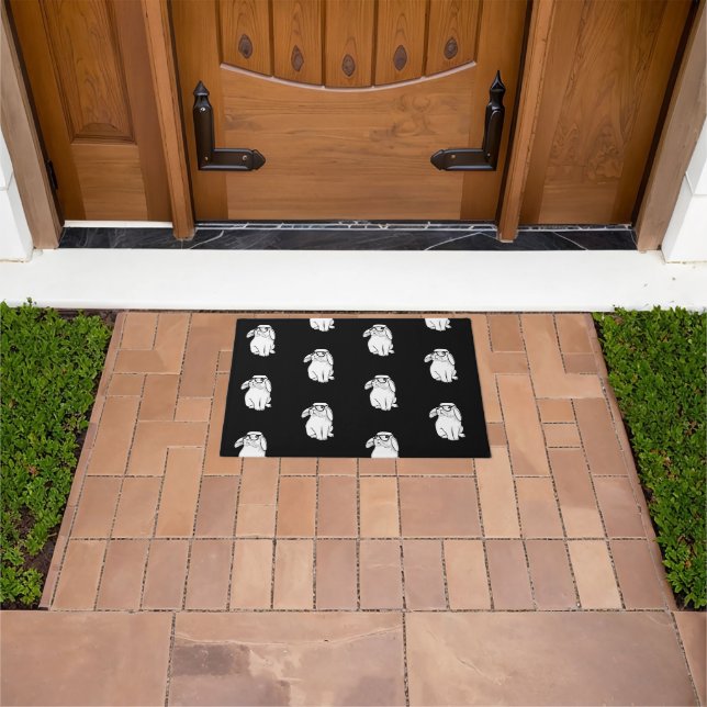 Hipster Rabbit Funny Bunny With Glasses Cute Anima Doormat (Outdoor)
