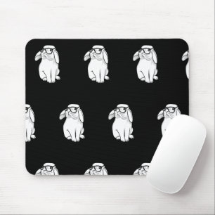 Hipster Rabbit Funny Bunny With Glasses Cute Anima Mouse Mat