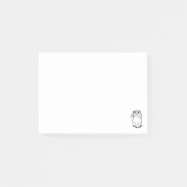 Hipster Rabbit Funny Bunny With Glasses Cute Anima Post-it Notes (Front)