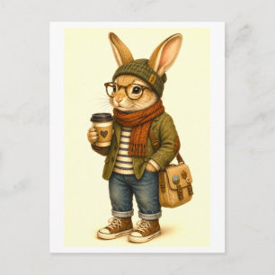 Hipster Rabbit Postcard