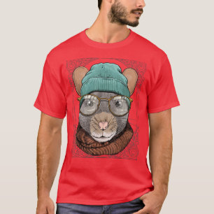 Hipster Rat With Glasses Mouse Rodent Lover T-Shir T-Shirt