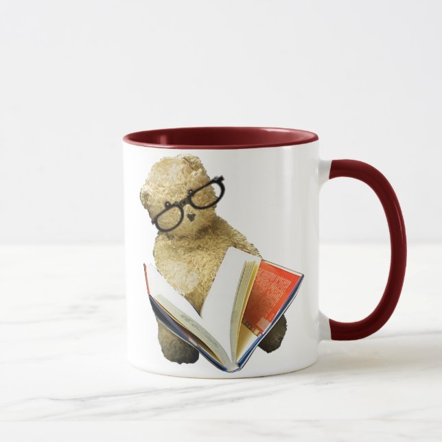 Hipster Reading Bear - coffee mug (Right)