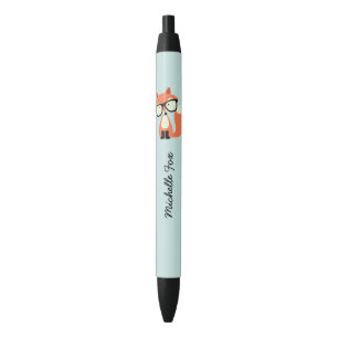 Hipster Red Fox Black Ink Pen