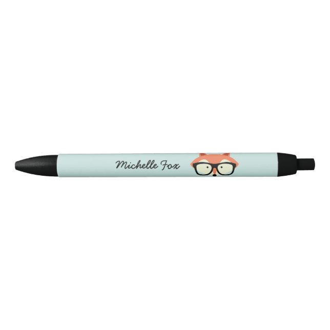 Hipster Red Fox Black Ink Pen (Front)