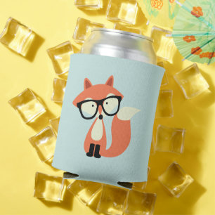 Hipster Red Fox Can Cooler