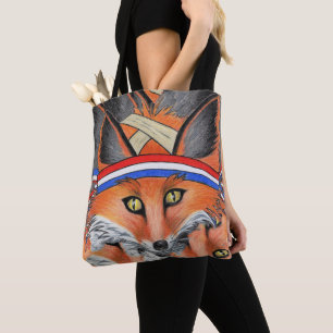 Hipster Red Fox Collage Animal Patriotic Headband Tote Bag