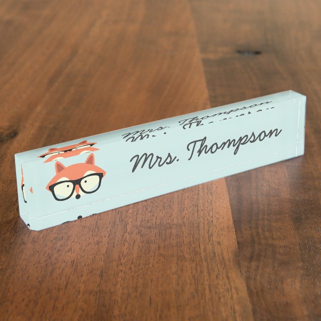 Hipster Red Fox Nameplate (Side)