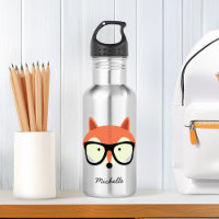 Hipster Red Fox Stainless Steel Water Bottle