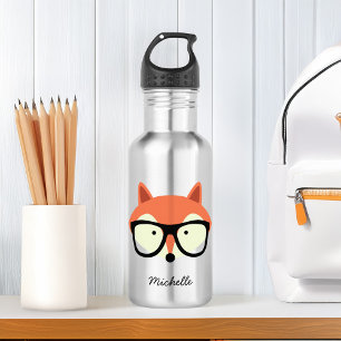 Hipster Red Fox  Stainless Steel Water Bottle