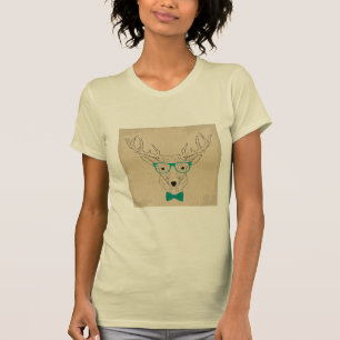 Hipster Reindeer Elk with glasses grungy Christmas T-Shirt