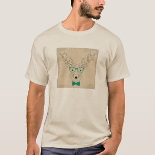 Hipster Reindeer Elk with glasses grungy Christmas T-Shirt