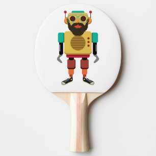 Hipster Retro Robot Ping Pong Paddle