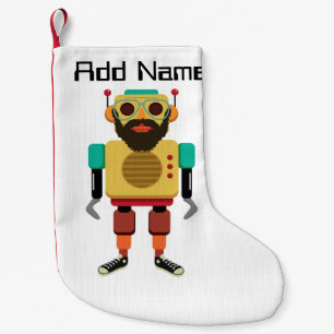 Hipster Retro Robot Small Christmas Stocking