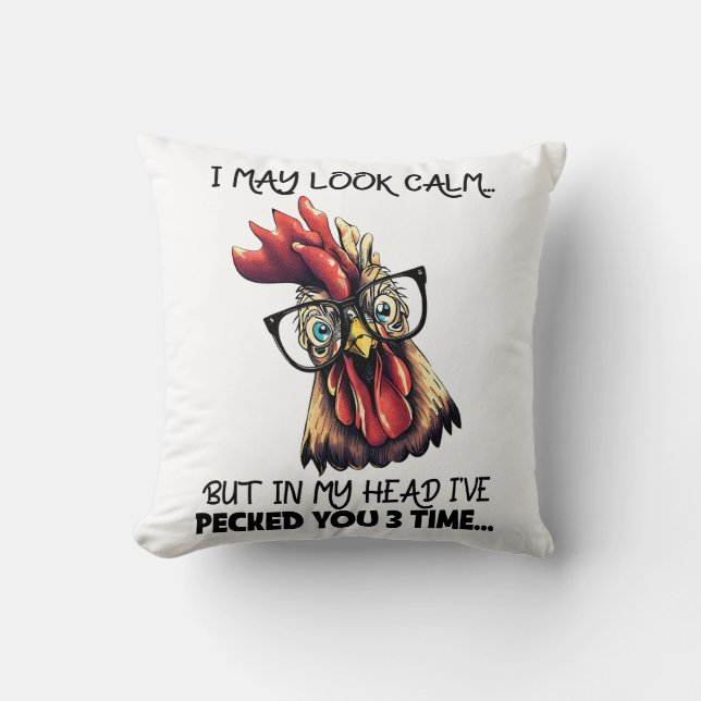 Hipster Rooster Funny Saying Cushion (Front)