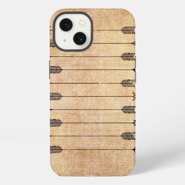 Hipster rustic linen arrows iPhone case (Back)