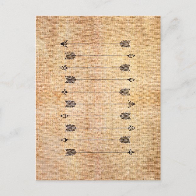 Hipster rustic linen arrows postcard (Front)