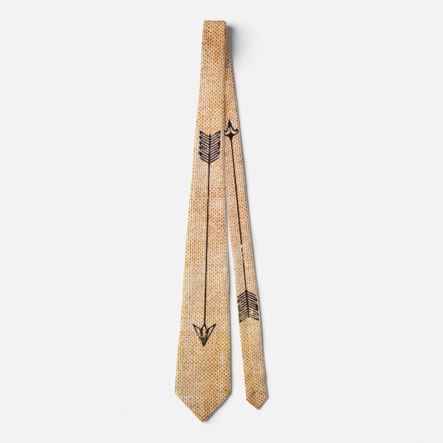 Hipster rustic linen arrows tie (Front)
