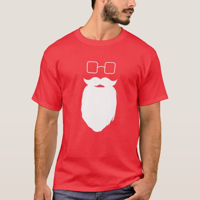 Hipster Santa Beard And Glasses - Novelty Father C T-Shirt (Front)