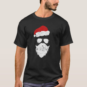 Hipster Santa Beard Aviator Sunglasses And Hat T-Shirt