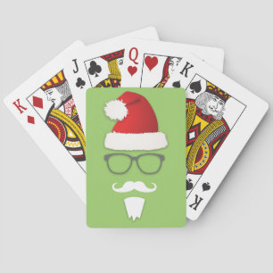 Hipster Santa Claus Playing Cards