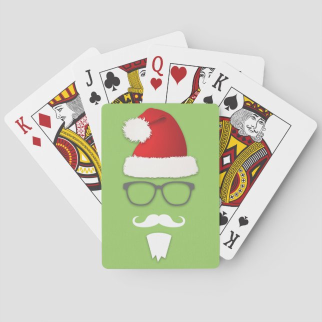 Hipster Santa Claus Playing Cards (Back)