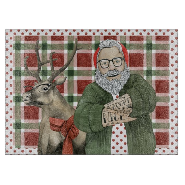 Hipster Santa Collection Cutting Board (Front)