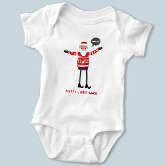 Hipster Santa Custom Text Baby Bodysuit
