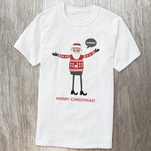 Hipster Santa Custom Text T-Shirt