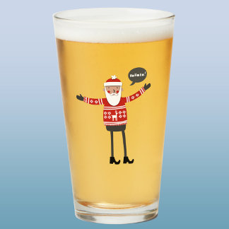 Hipster Santa Glass