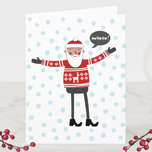 Hipster Santa Holiday Card (Hipster Santa in Skinny Jeans Christmas greetings card)