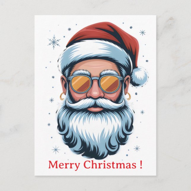 Hipster Santa  Holiday Postcard (Front)
