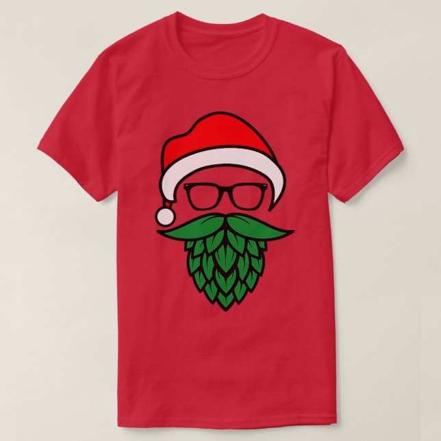 Hipster Santa Hops Beard Christmas for Beer Lovers T-Shirt (Design Front)