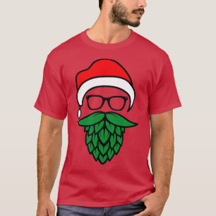Hipster Santa Hops Beard Christmas for Beer Lovers T-Shirt
