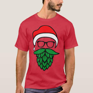 Hipster Santa Hops Beard Christmas for Beer Lovers T-Shirt