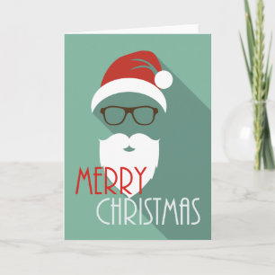 Hipster Santa Modern Merry Christmas Greeting Card