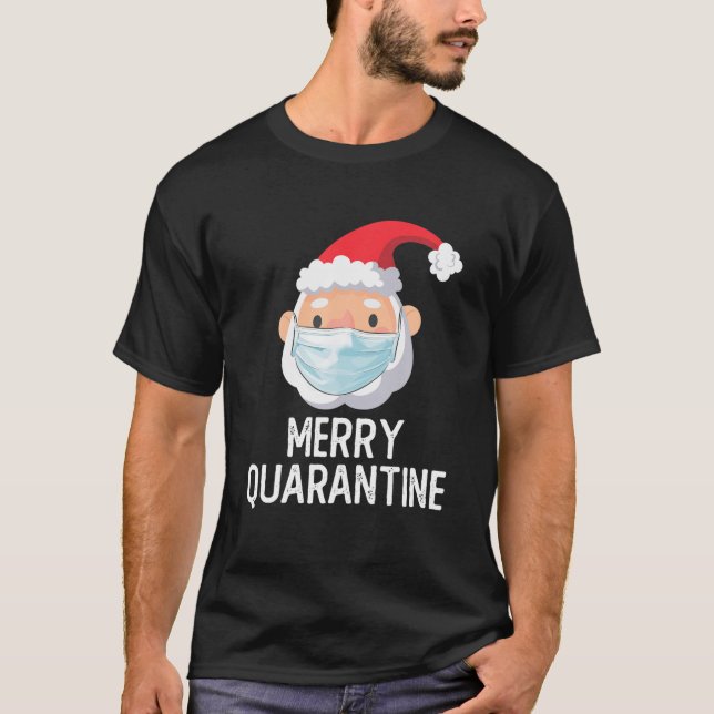 Hipster Santa Wearing Face Mask 2020 Ugly Merry Qu T-Shirt (Front)