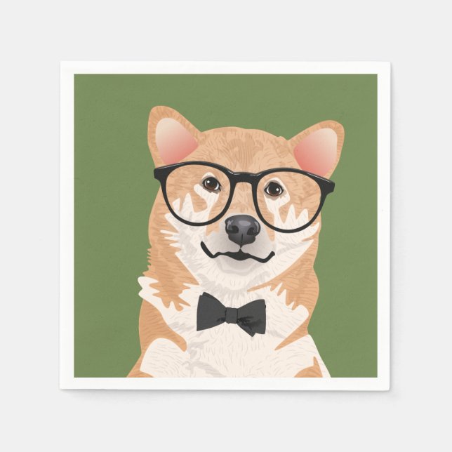 Hipster Shiba Inu Paper Napkin Party (Front)