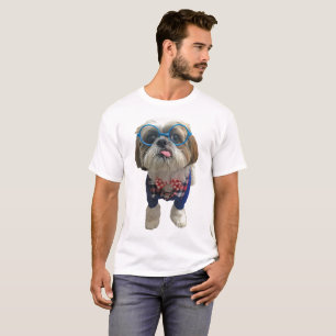 Hipster Shih Tzu Dog T-Shirt