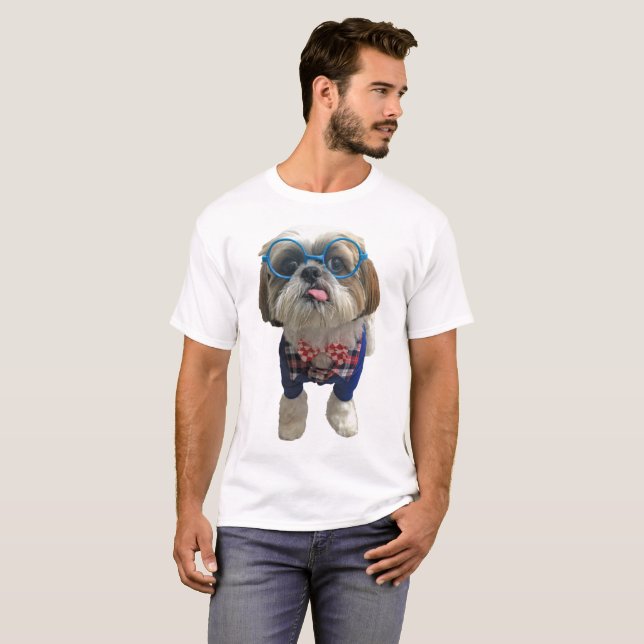 Hipster Shih Tzu Dog T-Shirt (Front Full)