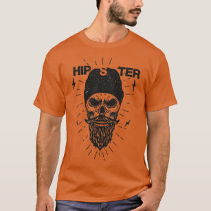 Hipster Skull Beanie and Beard T-Shirt