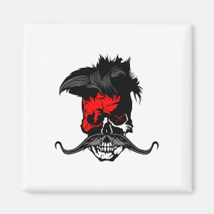 Hipster Skull Punk Moustache Skull Moustached Ligh Magnet