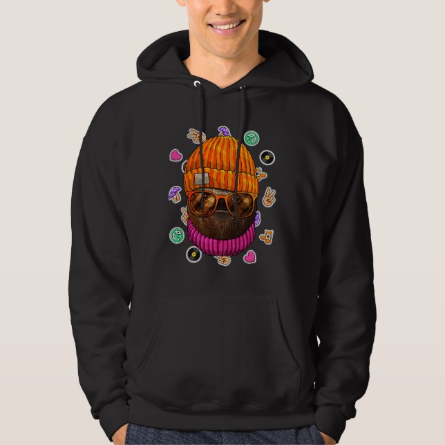 Hipster Sloth Geek Nerd Glasses Animal Love Peace  Hoodie (Front)