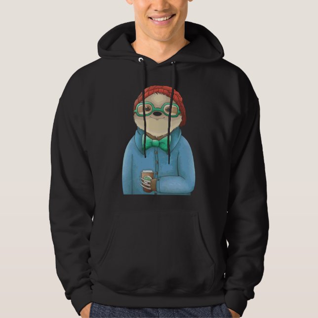 Hipster Sloth Hoodie (Front)