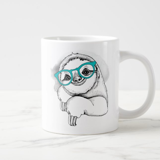 Hipster Sloth Large Coffee Mug (Right)