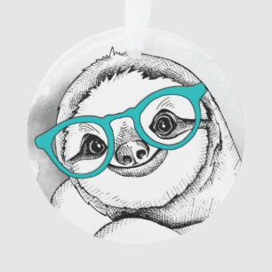Hipster Sloth Ornament