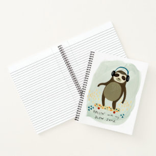 Hipster Sloth   Rollin' With My Slow Jams Notebook