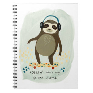 Hipster Sloth   Rollin' With My Slow Jams Notebook