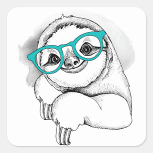 Hipster Sloth Square Sticker