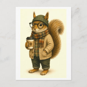 Hipster Squirrel Postcard
