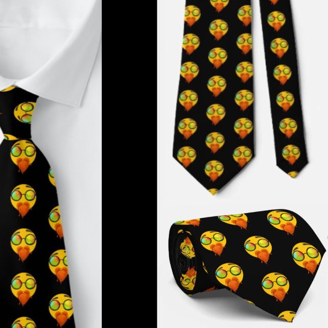 Hipster Sunglasses Emoji Smile Face Funny Cute Tie (Creator Uploaded)